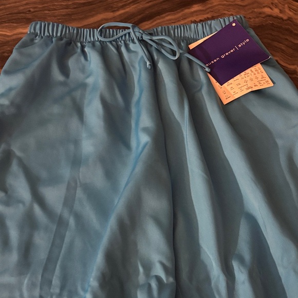 Susan Graver Pants - Susan Graver Teal silky waste tie pants